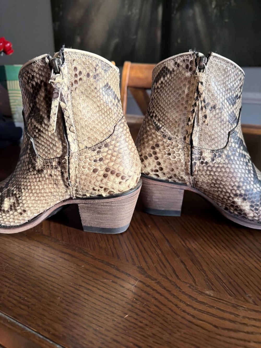 Tecovas Daisy Black/Bone Python Bootie - Picture 3 of 7